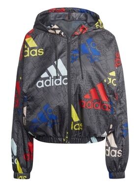 Adidas women’s colorful Essentials Logo Windbreaker zip up jacket size XS